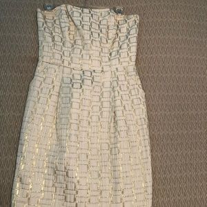 Cream and gold strapless Shoshanna dress size 6